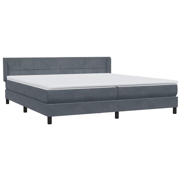 vidaXL Sommier &agrave; lattes de lit et matelas gris fonc&eacute; 200x210cm velours