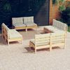 vidaXL Salon de jardin 8 pcs avec coussins cr&egrave;me Bois de pin