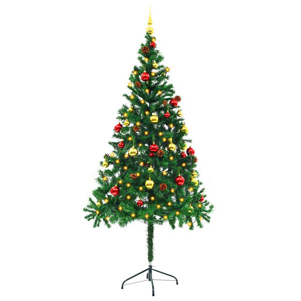 vidaXL Arbre de No&euml;l artificiel pr&eacute;-&eacute;clair&eacute; avec boules vert 180 cm