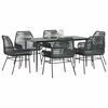 vidaXL Ensemble &agrave; manger de jardin coussins 7pcs noir poly rotin verre