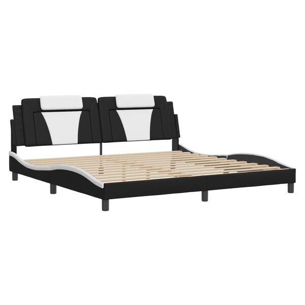vidaXL Cadre de lit Viana sans matelas noir et blanc 200x200 cm similicuir