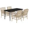 vidaXL Ensemble &agrave; manger de jardin avec coussins 5pcs Beige poly rotin