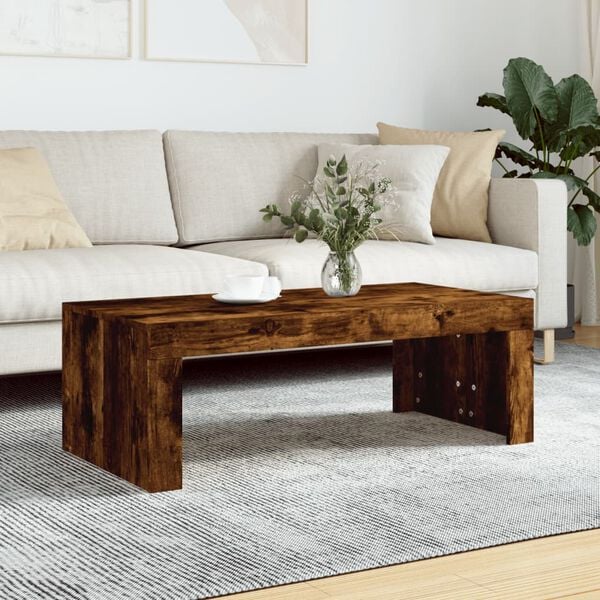 vidaXL Table basse ch&ecirc;ne fum&eacute; 102x50x36 cm bois d'ing&eacute;nierie