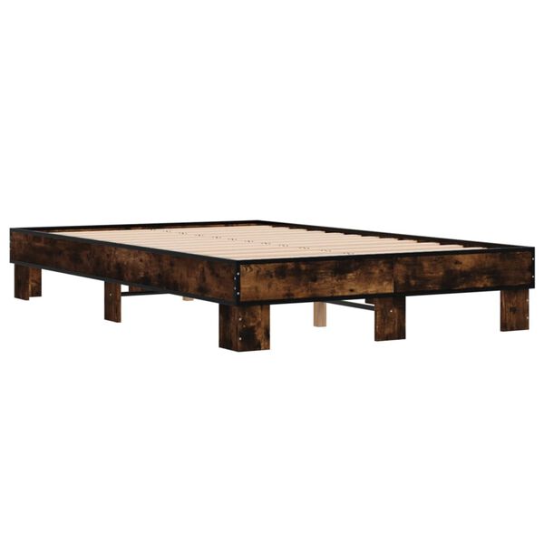 vidaXL Cadre de lit sans matelas ch&ecirc;ne fum&eacute; 140x200 cm