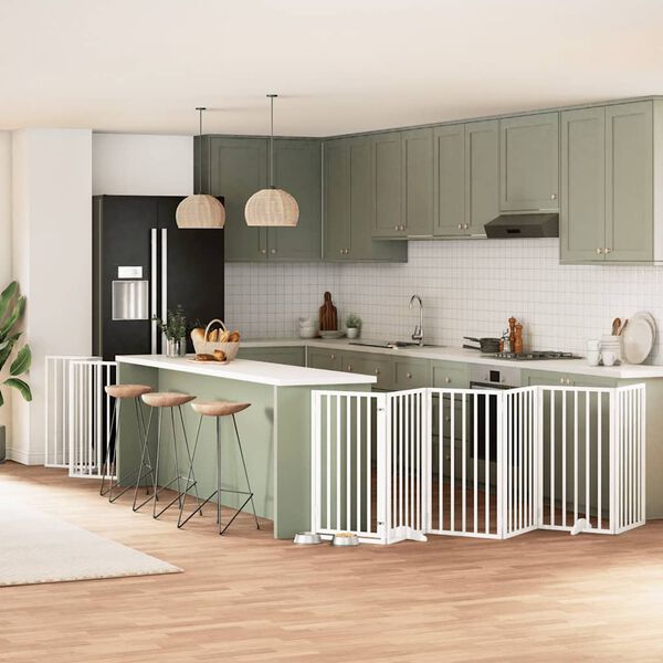 vidaXL Barri&egrave;re pour chien porte pliable 12 panneaux bois de peuplier