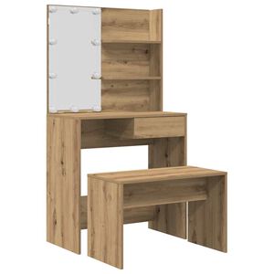vidaXL Ensemble de coiffeuse avec LED ch&ecirc;ne artisanal bois ing&eacute;nierie