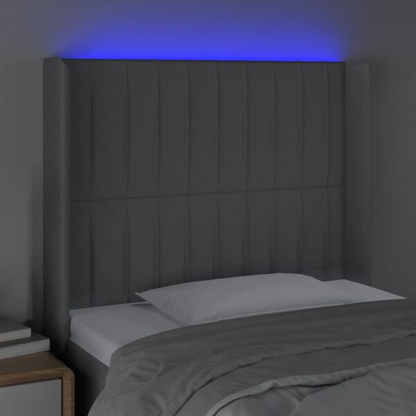 vidaXL T&ecirc;te de lit &agrave; LED Gris clair 93x16x118/128 cm Tissu
