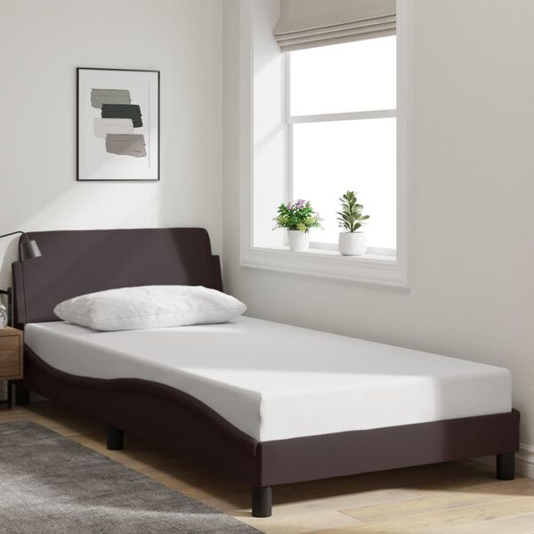 vidaXL Cadre de lit Dover marron fonc&eacute; 100x200 cm tissu