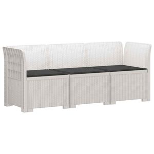 vidaXL Canap&eacute; de jardin 3 places avec coussins look rattan PP Blanc