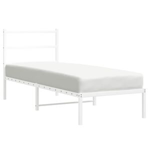 vidaXL Cadre de lit m&eacute;tal sans matelas avec t&ecirc;te de lit blanc 80x200cm