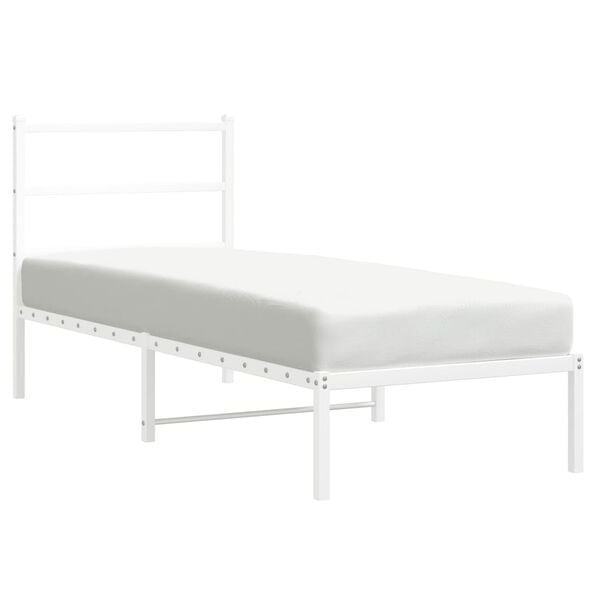 vidaXL Cadre de lit m&eacute;tal sans matelas avec t&ecirc;te de lit blanc 80x200cm