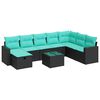 vidaXL Salon de jardin 8 pcs avec coussins noir r&eacute;sine tress&eacute;e