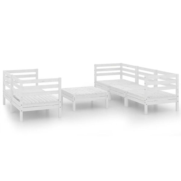 vidaXL Salon de jardin 6 pcs blanc bois de pin massif
