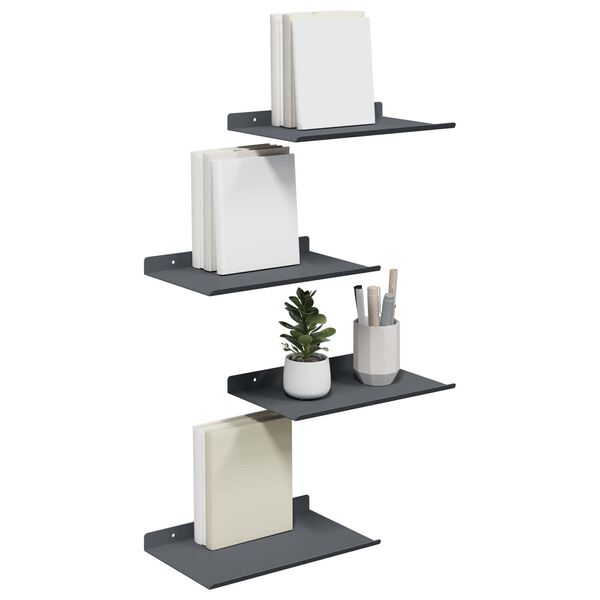 vidaXL &Eacute;tag&egrave;re flottante 4 pcs Anthracite 30 x 18 x 2,5 cm Acier