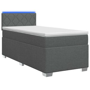 vidaXL Lit de box spring avec matelas et LED Gris fonc&eacute; Simple Tissu
