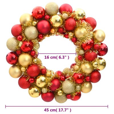 vidaXL Couronne de Noël rouge et doré 45 cm polystyrène