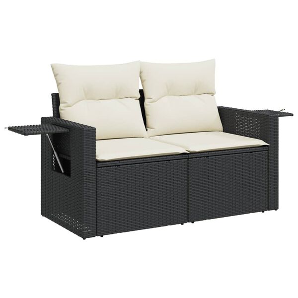 vidaXL Salon de jardin 3 pcs avec coussins noir r&eacute;sine tress&eacute;e