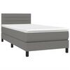 vidaXL Sommier &agrave; lattes de lit avec matelas et LED Gris fonc&eacute; 80x200cm