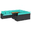 vidaXL Salon de jardin 11 pcs avec coussins noir r&eacute;sine tress&eacute;e