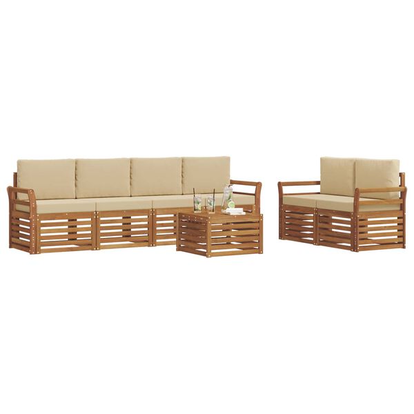vidaXL Ensembles de canap&eacute;s avec coussin 7 pcs Naturel et Beige