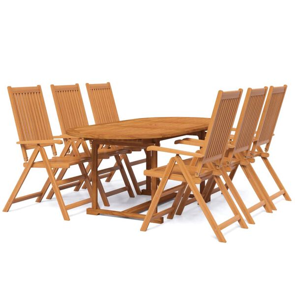 vidaXL Ensemble &agrave; manger de jardin 7 pcs Bois d'acacia massif 120-170 cm