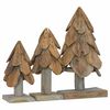 vidaXL Sapin de Noël avec support 3 pcs Marron Bois de teck solide