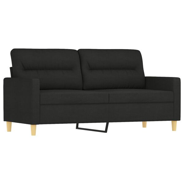 vidaXL Canap&eacute; 2 places et oreillers et coussins Noir 140 cm Tissu