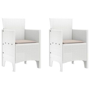 vidaXL Chaise de jardin 2 pcs Blanc 53 x 49 x 85 cm PP