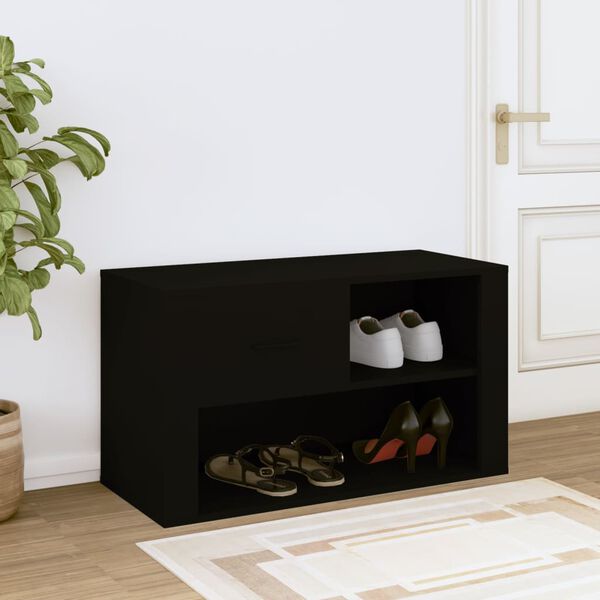 vidaXL Armoire à chaussures Noir 80x35x45 cm Bois d'ingénierie