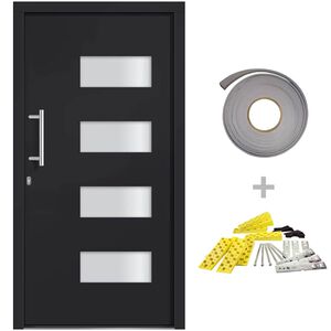 vidaXL Porte d'entr&eacute;e Aluminium et PVC Anthracite 100x200 cm
