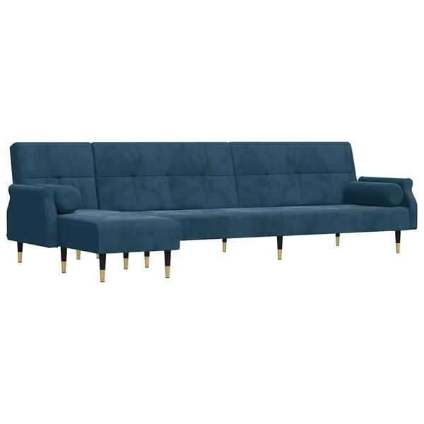 vidaXL Canap&eacute;-lit en forme de L bleu 271x140x70 cm velours