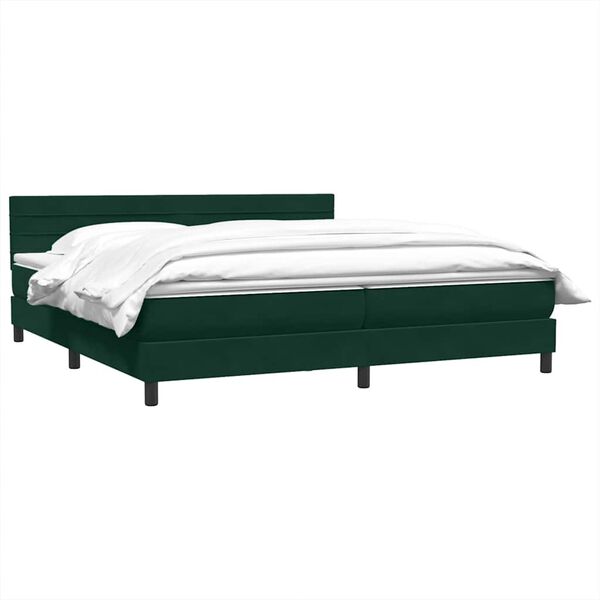 vidaXL Sommier &agrave; lattes de lit et matelas vert fonc&eacute; 200x210cm velours