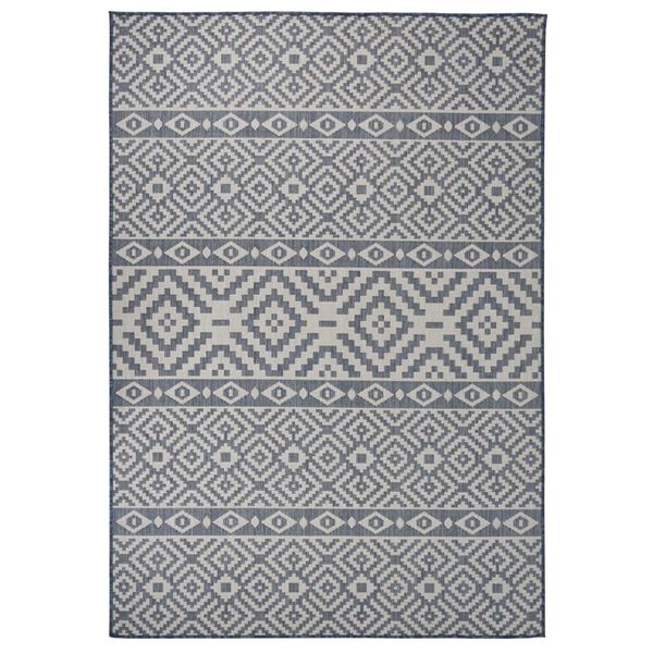 vidaXL Tapis à tissage plat d'extérieur 160x230 cm Rayures bleues