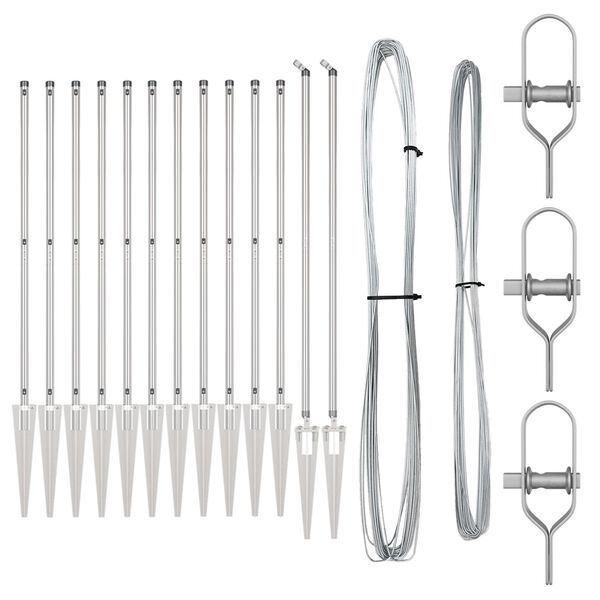 vidaXL Poteaux de clôture 13 pcs Argent Ø32mm 170 cm Acier galvanisé