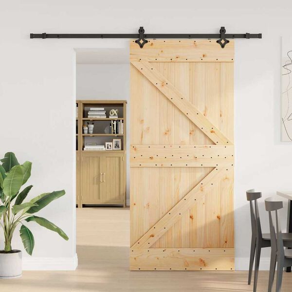 vidaXL Porte coulissante et kit de quincaillerie 100x210 cm pin massif