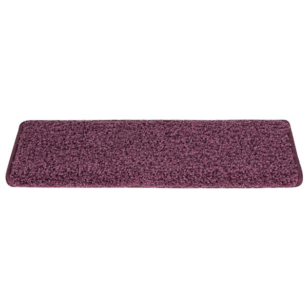 vidaXL Tapis d'escalier 15 pi&egrave;ces 65 x 21 x 4 cm Violet fonc&eacute; Bord rectangulaire