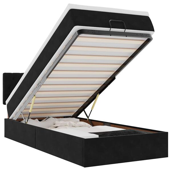 VidaXL Cadre de lit ottoman avec matelas noir 100x200cm velours