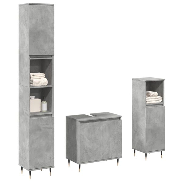 vidaXL Ensemble de meubles de salle de bain 3 pcs gris béton