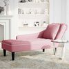 vidaXL Fauteuil long avec coussin et accoudoir droit rose velours
