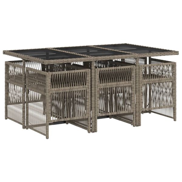 vidaXL Ensemble &agrave; manger de jardin et coussins 7 pcs gris rotin