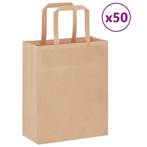 vidaXL Sacs en papier 50 pcs avec poign&eacute;es marron 18x8x22 cm