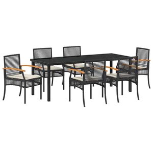 vidaXL Ensemble de salle &agrave; manger pour jardin 7 pc Noir Rotin