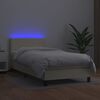 vidaXL Sommier &agrave; lattes de lit avec matelas et LED Cr&egrave;me 90x200cm