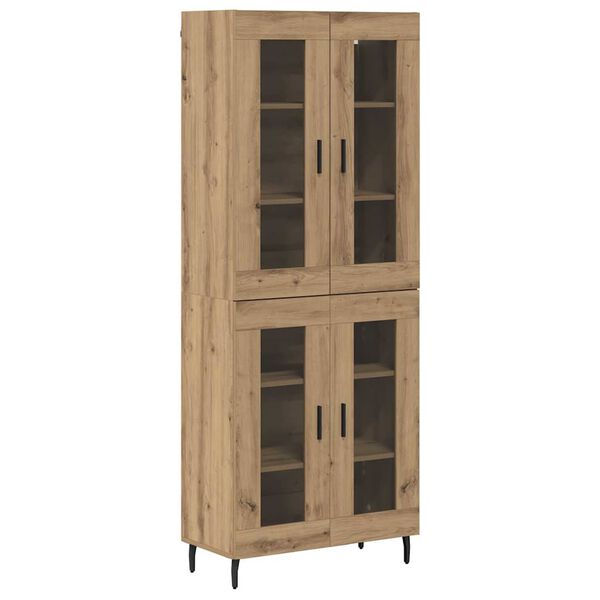 vidaXL Haut Armoire 2 pcs Ch&ecirc;ne artisanal Bois Agglom&eacute;r&eacute; et Verre