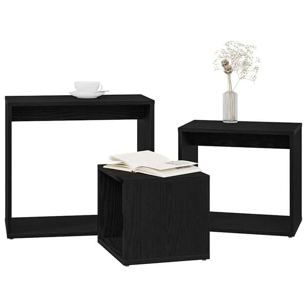 vidaXL Table Gigogne 3 pcs Chêne noir Bois d'ingénierie