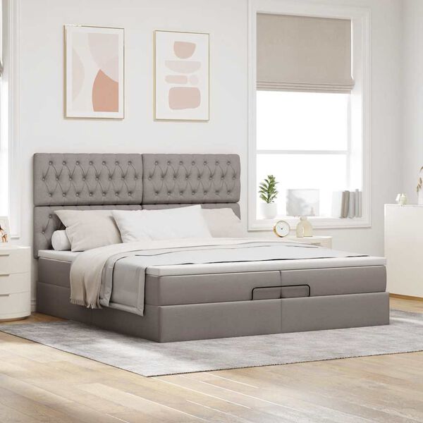 VidaXL Cadre de lit ottoman avec matelas taupe 200x200cm tissu