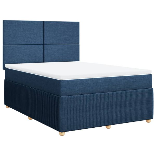 vidaXL Sommier &agrave; lattes de lit avec matelas Bleu 160x200 cm Tissu