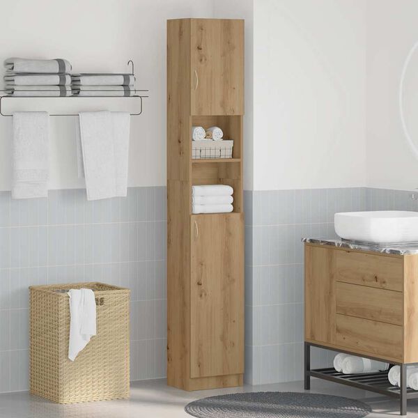 vidaXL Meuble de salle de bain Ch&ecirc;ne artisanal 32x25,5x190 cm Bois d'ing&eacute;nierie