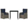 vidaXL Ensemble de salle &agrave; manger pour jardin 3 pcs Gris Poly rotin