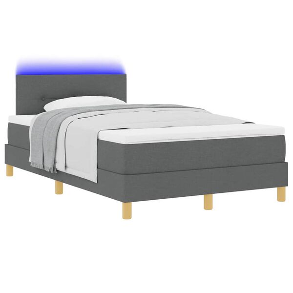 vidaXL Lit &agrave; ressort LED avec matelas Gris fonc&eacute; 120 x 190 cm tissu